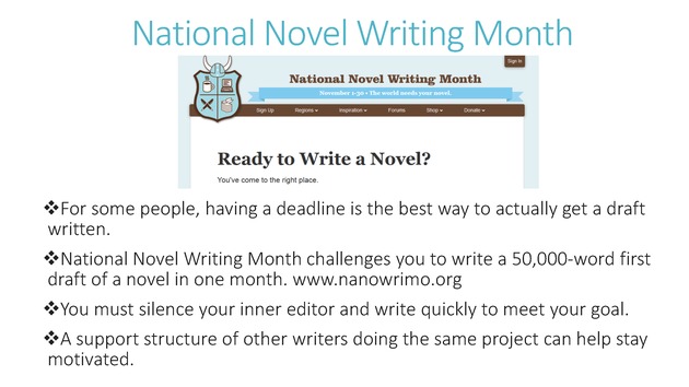Creative Writing Bootcamp - National Novel Writing Month 1